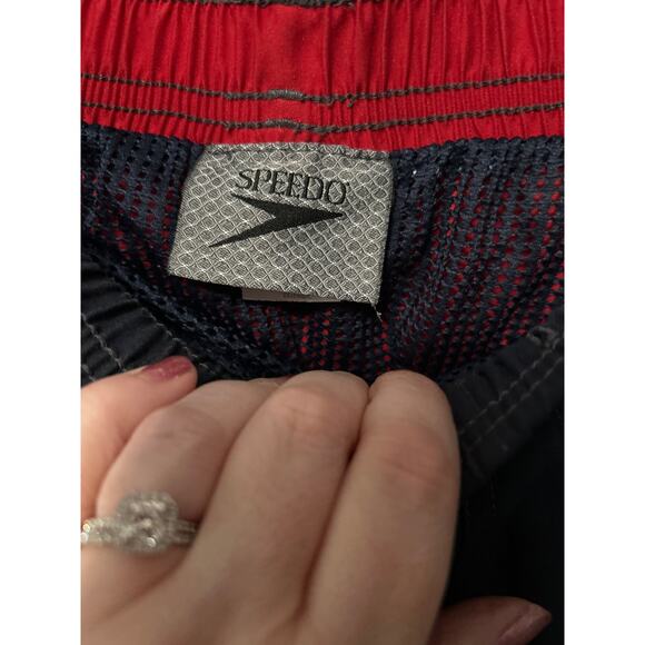 Speedo Mens Blue Red Elastic Waist Mesh Lined Swim Trucks Size XL - Picture 5 of 8